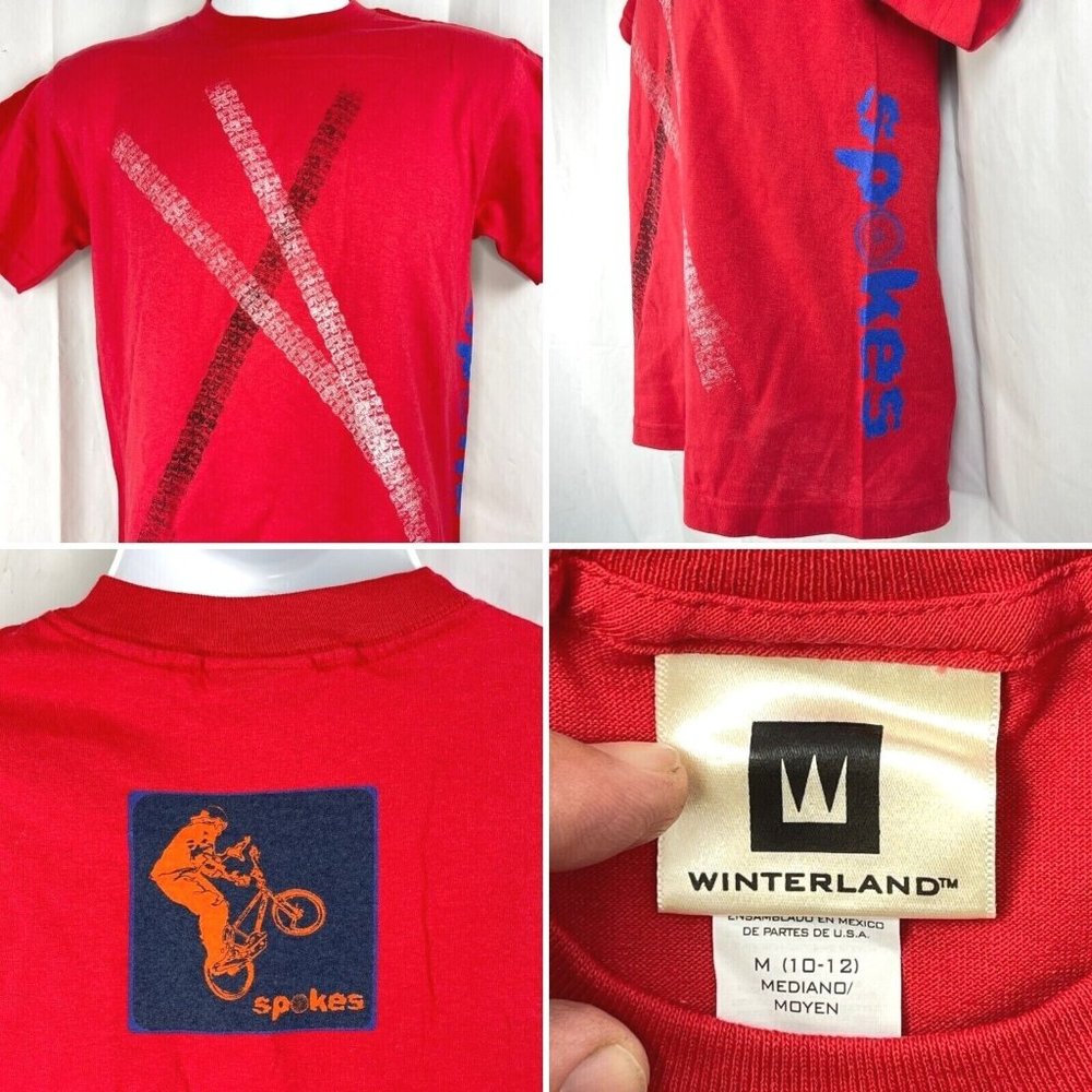 BMX Bike Tread Spokes Vtg Winterland T-Shirt Youth Medium 36x23 or Small Adult